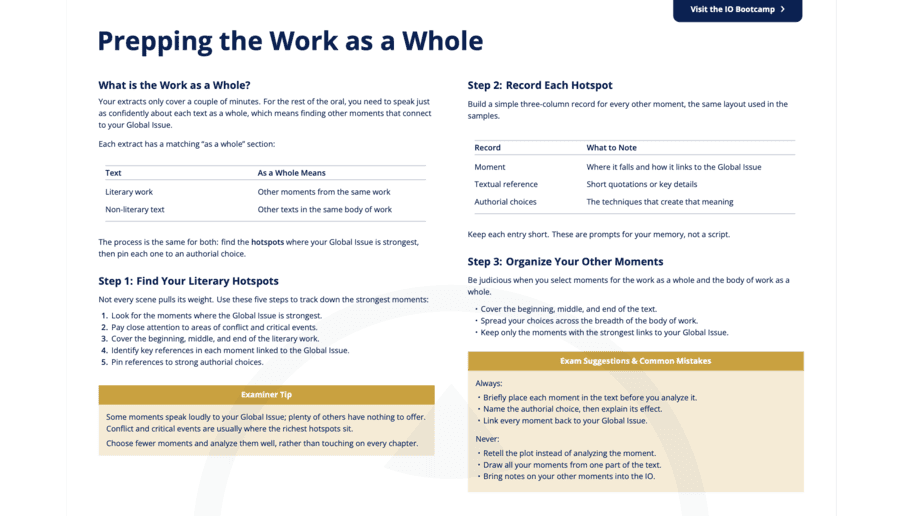 Prepping the Work as a Whole